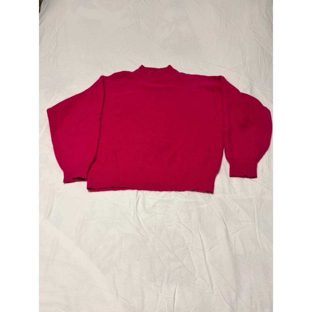 Vintage Rafaella Hot Pink Angora Lambswool Mock Neck Fuzzy Sweater Womens Med